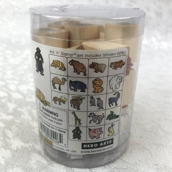 Hero Arts Fun Zoo Animals Woodblock Rubber Stamp Set: 18 Stamps w/2 Ink Pads NWT - Picture 2 of 8